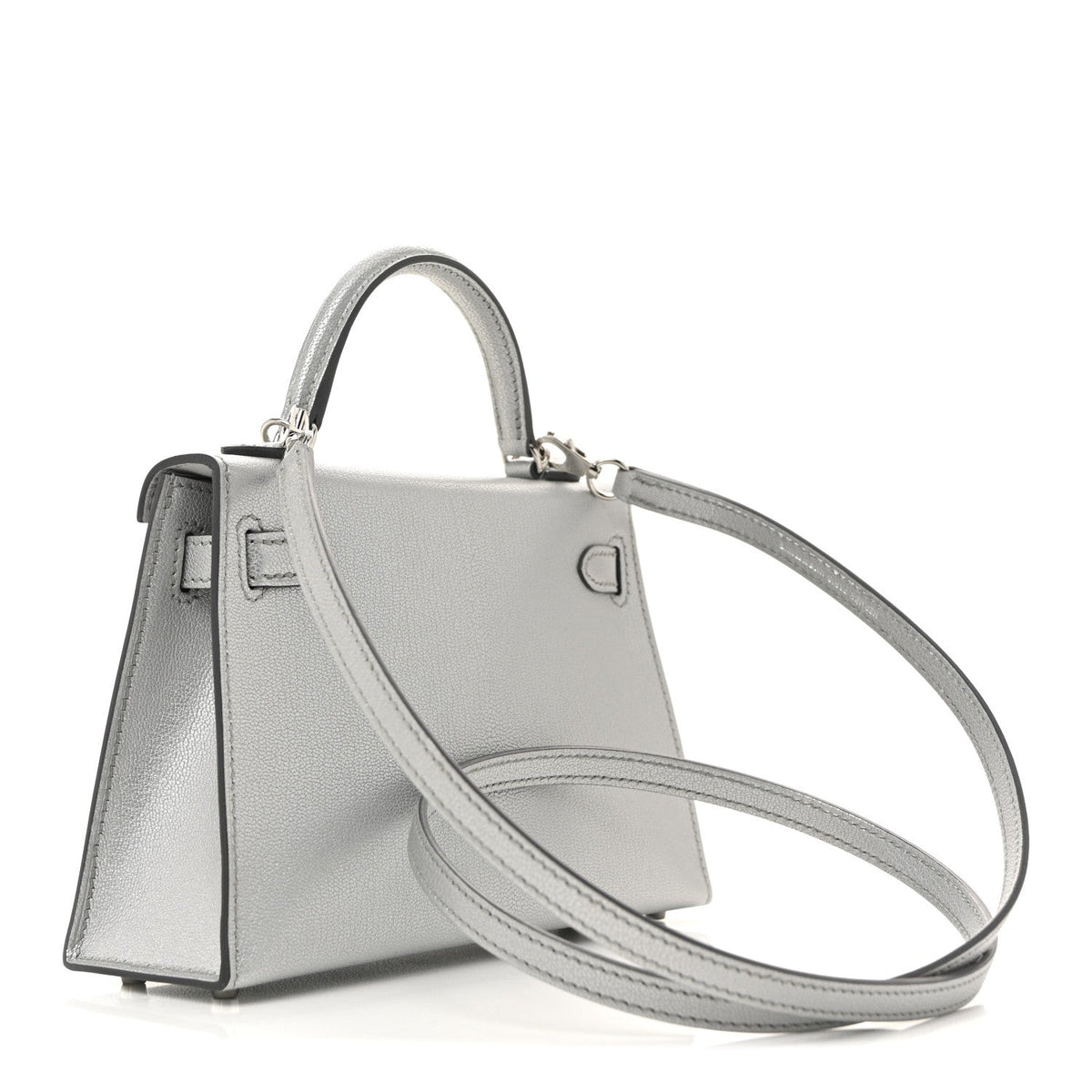 Metallic Chevre Chamkilight Mini Kelly Sellier 20 Argent