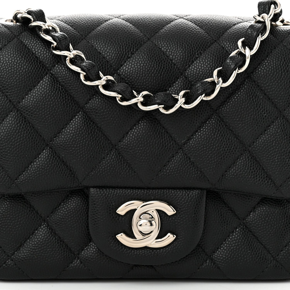 Caviar Quilted Mini Square Flap Black