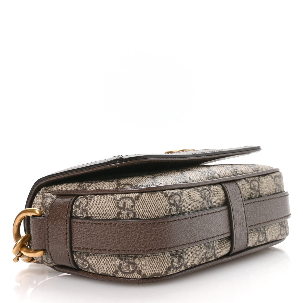GG Supreme Monogram Web Mini Ophidia Flap Shoulder Bag Brown