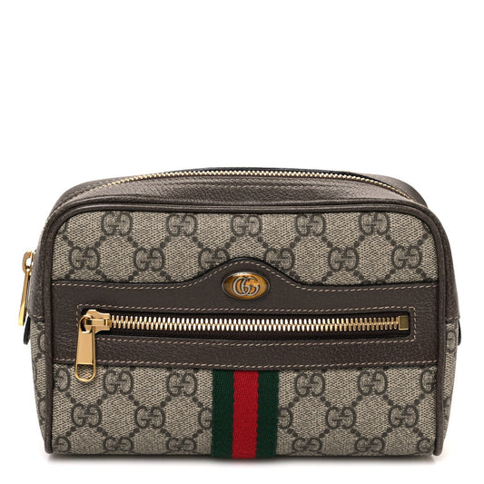 GG Supreme Monogram Web Small Ophidia Belt Bag 85 34 Dark Brown