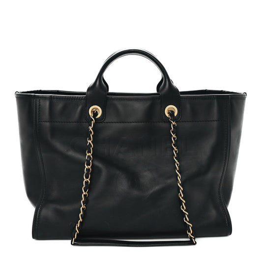 Calfskin Medium Deauville Tote Black