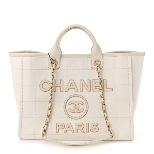 Cotton Medium Deauville Tote White
