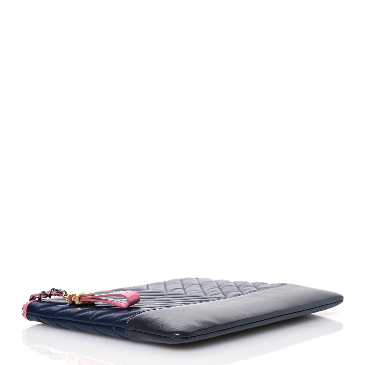 Aged Calfskin Chevron Quilted Medium Gabrielle Cosmetic Case Pink Navy Black