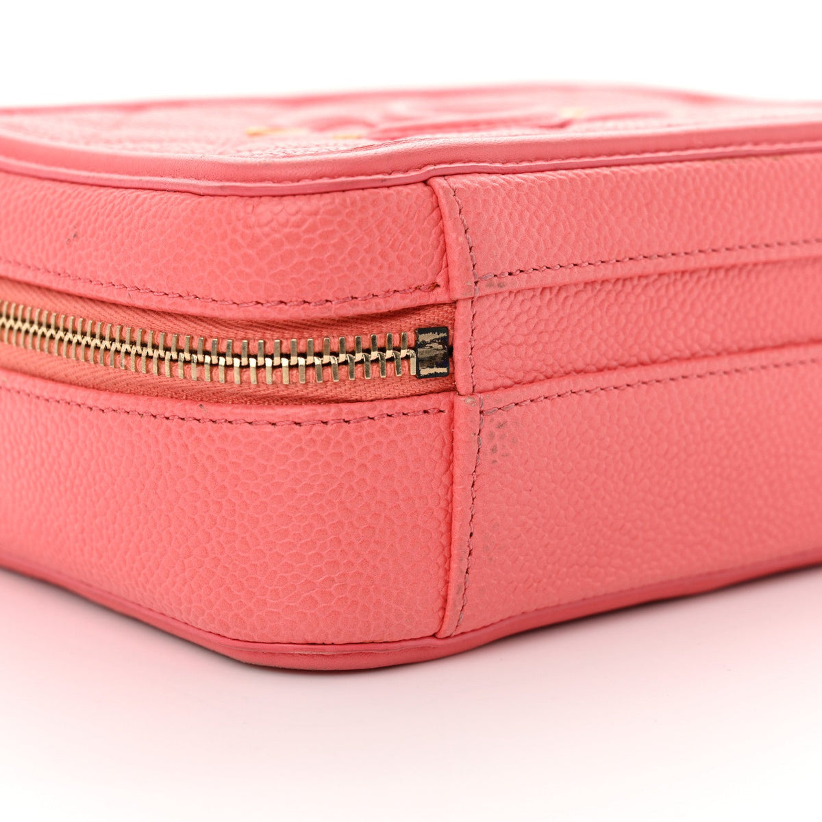 Caviar Quilted Small CC Filigree Vanity Case Coral