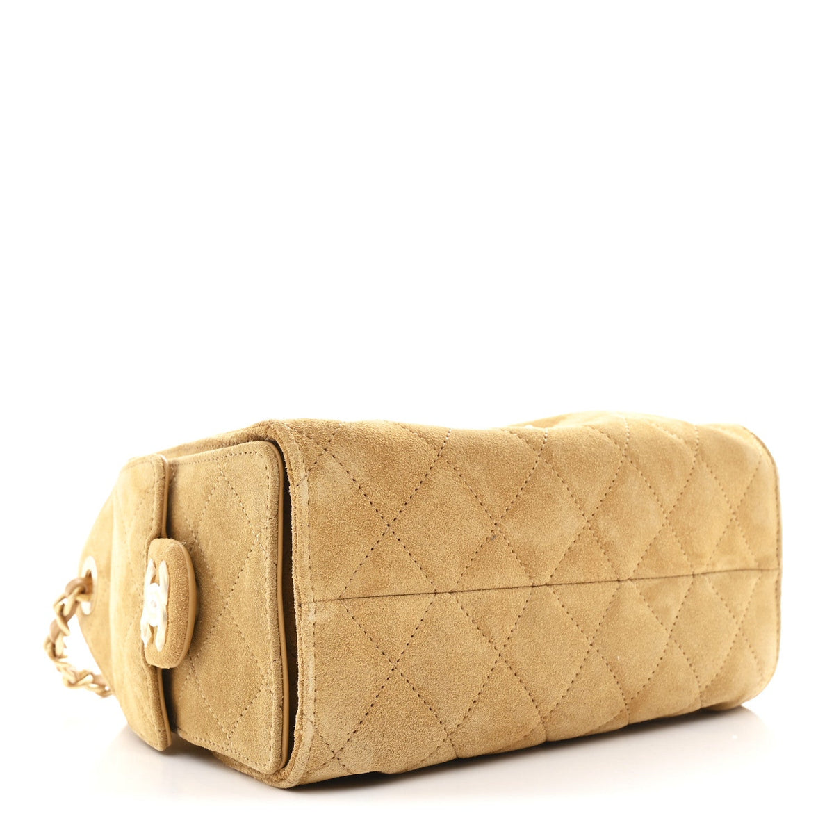Suede Quilted Mini Chanel 25 Handbag Beige