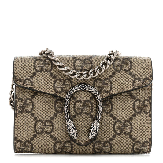 GG Supreme Monogram Dionysus Coin Purse Taupe