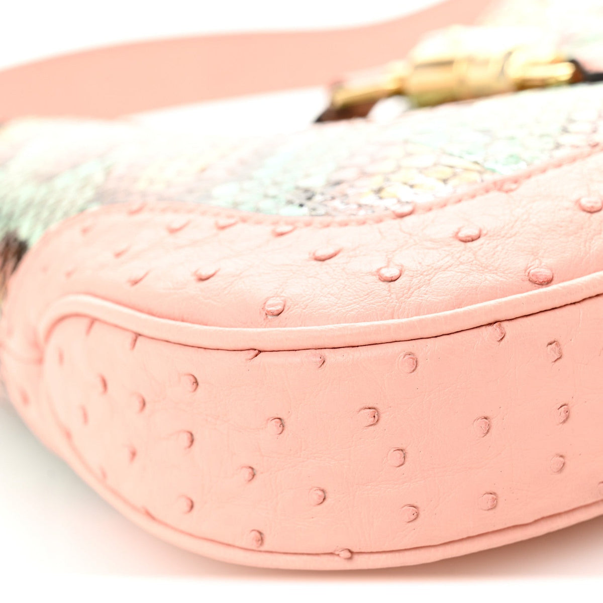 Snakeskin Ostrich Calfskin Small Jackie 1961 Hobo Pink Multicolor