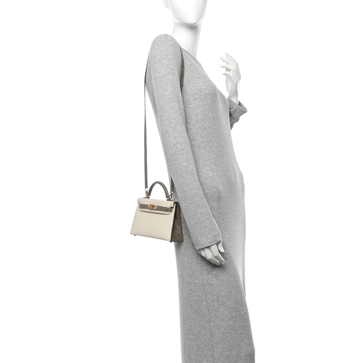 Ostrich Horseshoe Kelly Sellier Mini 20 Beton Gris Tourterelle