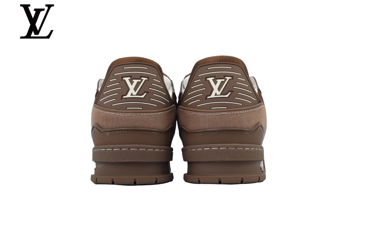Louis Vuitton Trainer  shoes for man  women Sneaker ¨C Monogram Denim in Brown