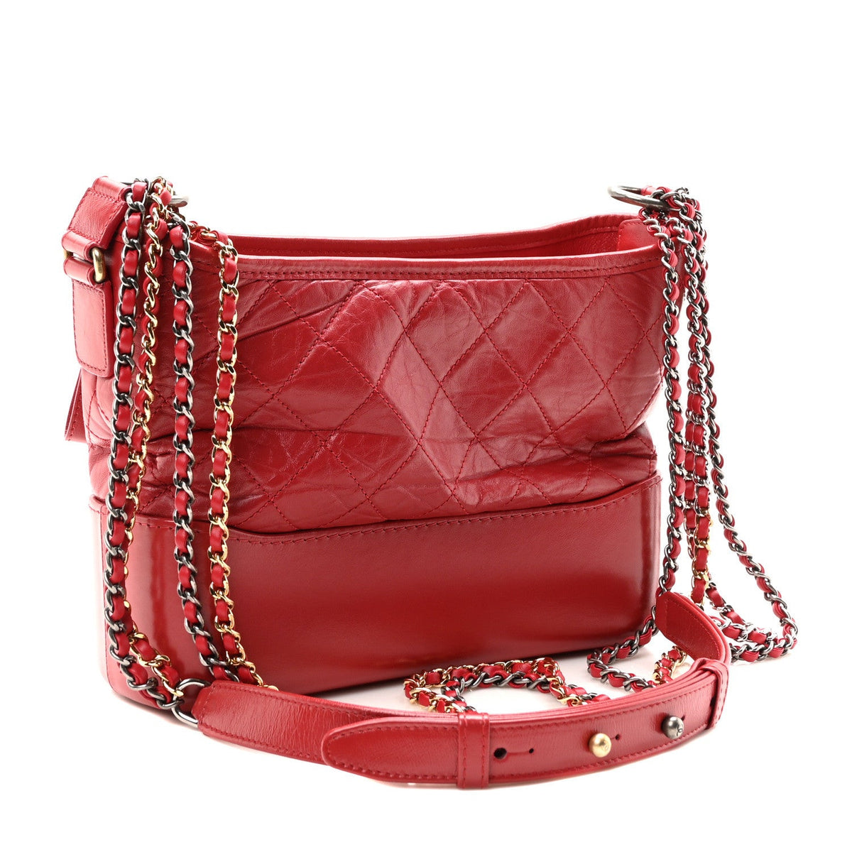 Aged Calfskin Quilted New Medium Gabrielle Hobo Red
