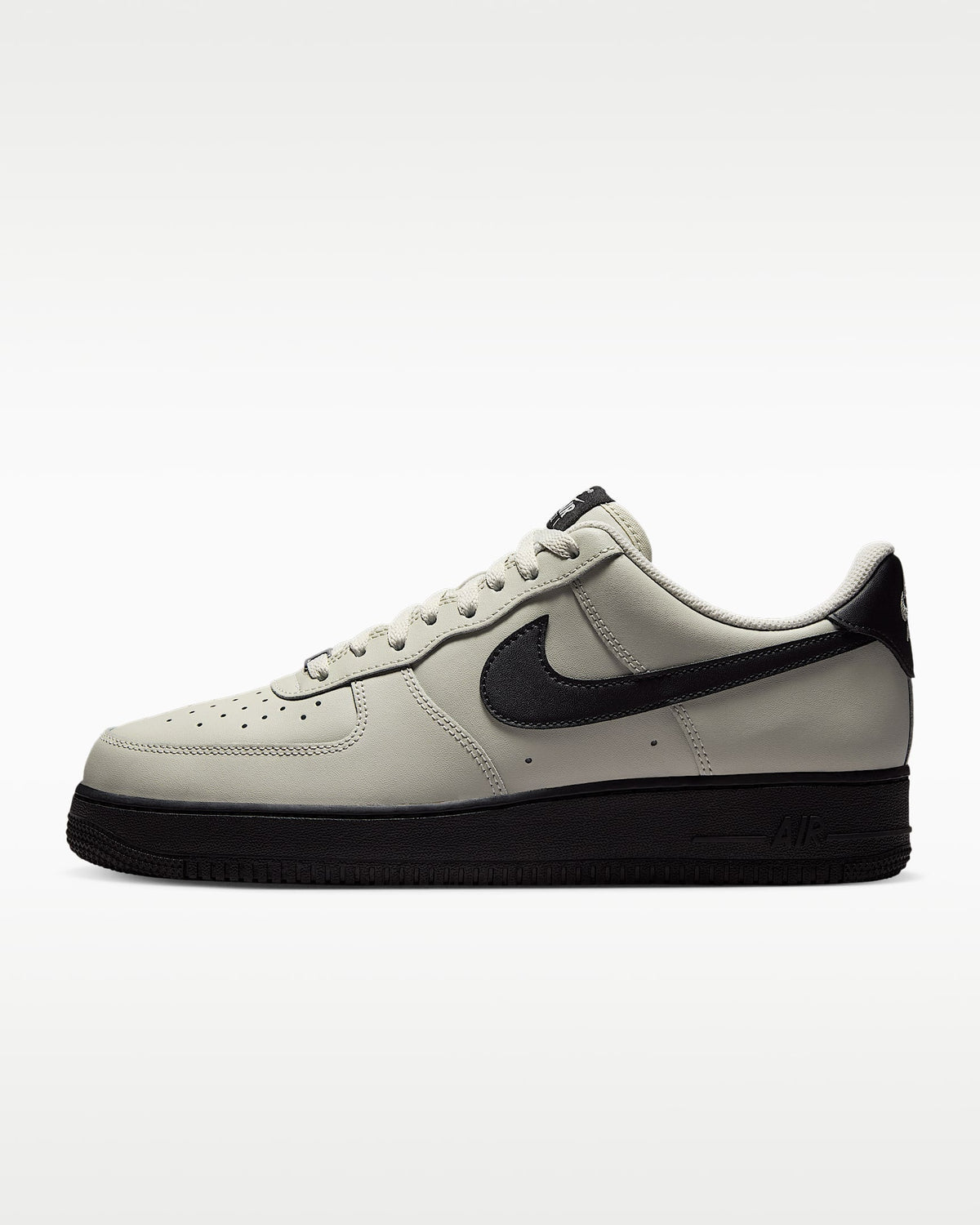 Nike Air Force 1 '07 Light Bone Black Swoosh Sneakers mens low top shoes
