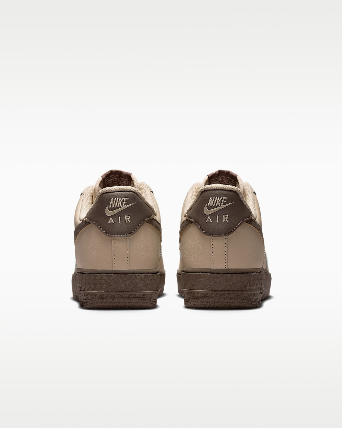 Nike Air Force 1 '07 Beige Dark Brown Swoosh Sneakers mens low top shoes