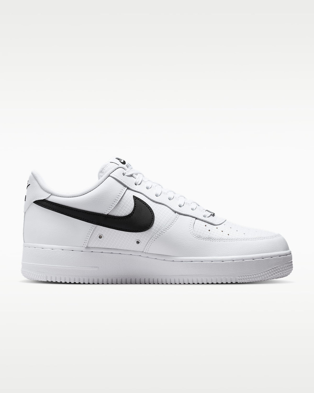 Nike Air Force 1 '07 LV8 White Grid Texture Black Swoosh Sneakers mens low top shoes