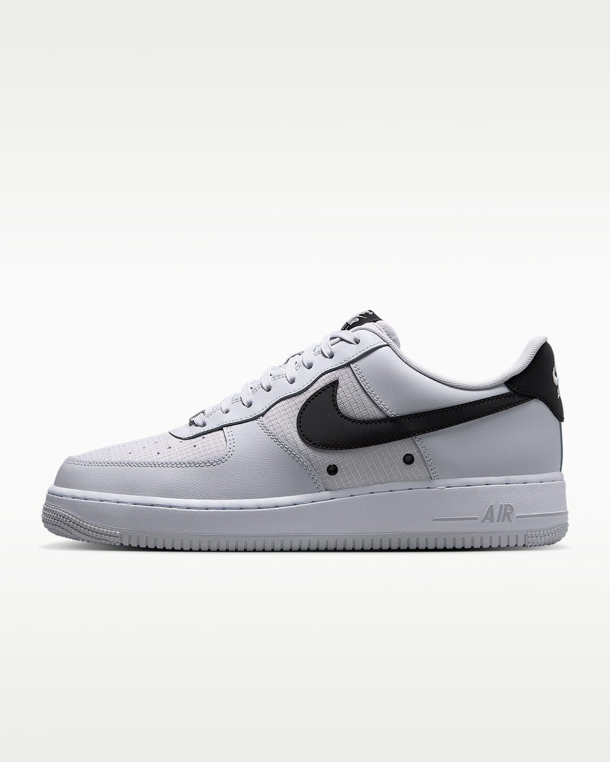 Nike Air Force 1 '07 Light Grey Black Swoosh Sneakers mens low top shoes