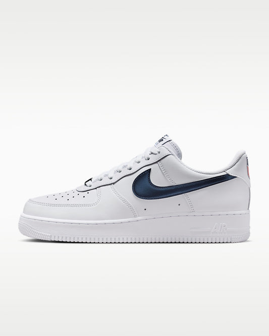 Nike Air Force 1 '07 White Navy Blue Satin Swoosh Sneakers mens low top shoes