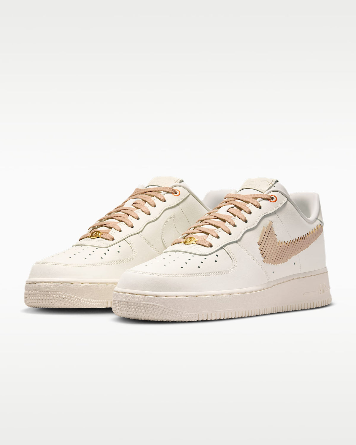 Nike Air Force 1 '07 Sail Beige Stitched Swoosh Sneakers mens low top shoes