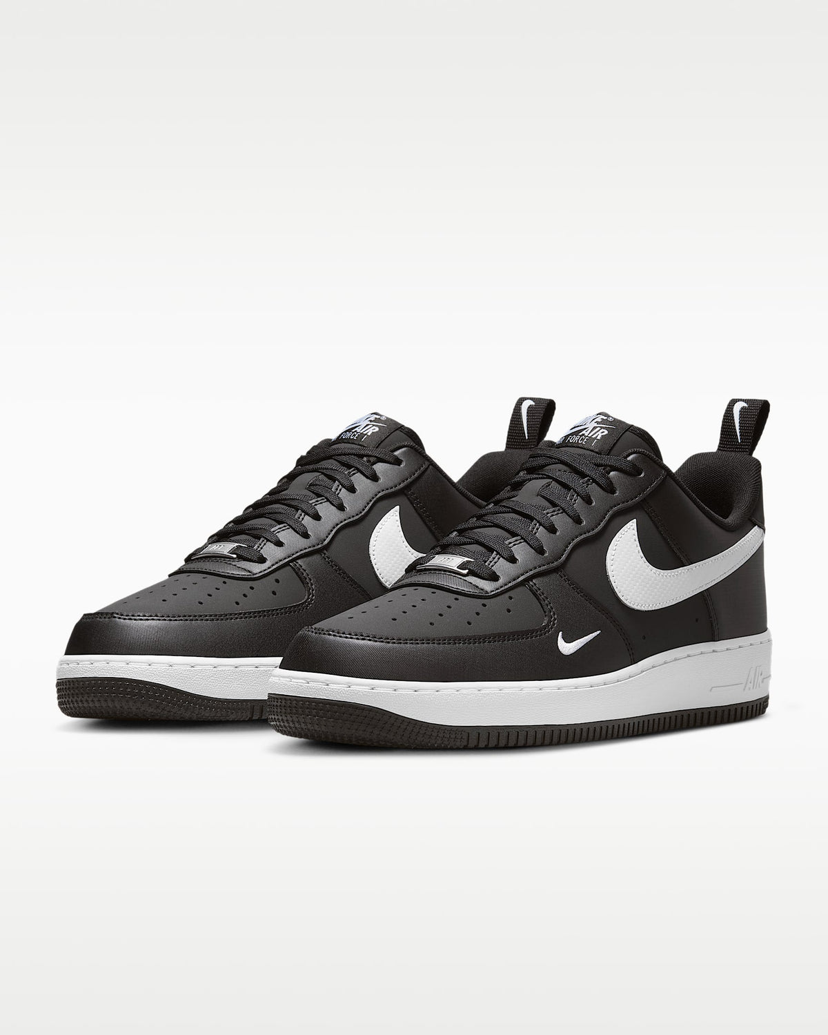 Nike Air Force 1 '07 Black White Mini Swoosh Sneakers mens low top shoes