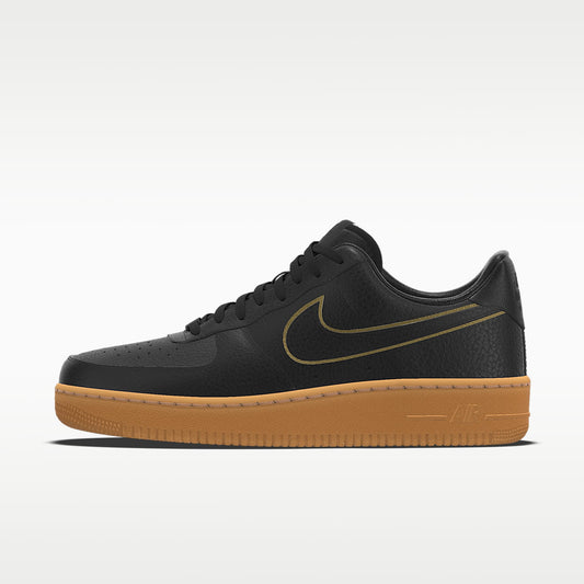 Nike Air Force 1 '07 Black Gold Outline Gum Sole Sneakers mens low top shoes