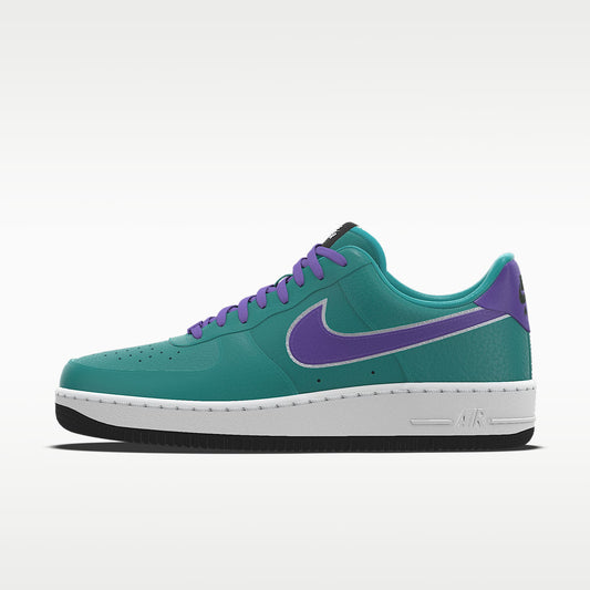 Nike Air Force 1 '07 Teal Purple Silver Outline Swoosh Sneakers mens low top shoes