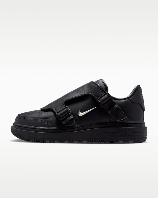 Nike Air Force 1 '07 Black Double Strap Metal Swoosh Sneakers mens low top shoes
