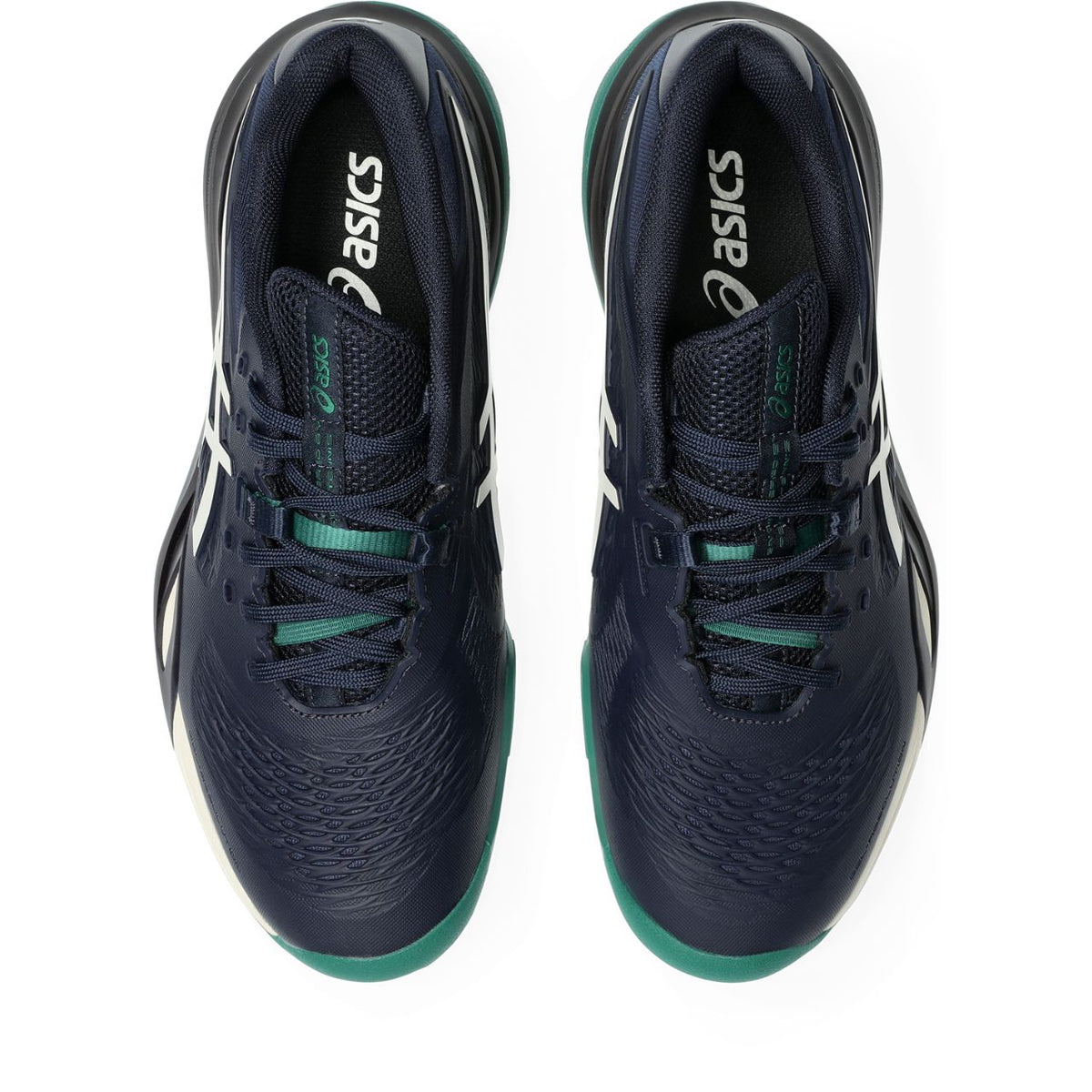 Asics womens shoes  neutral running shoes mens  sneakers Gel-Resolution ¨C Navy/Off-White/Green Tennis Sneaker