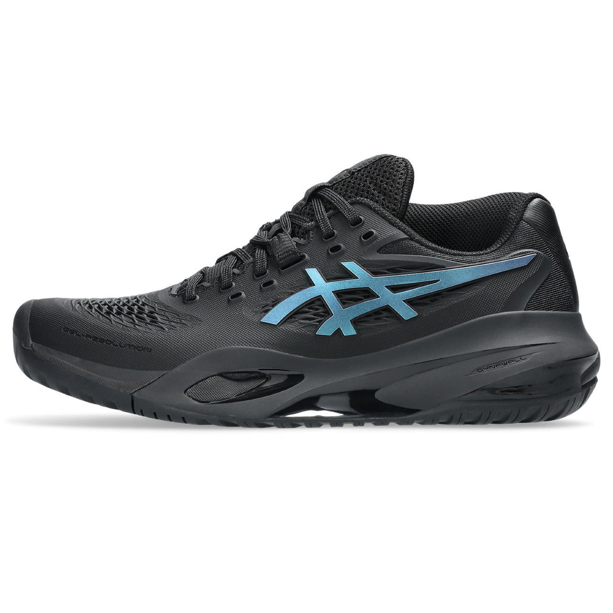 Asics womens shoes  neutral running shoes mens  sneakers Gel-Resolution ¨C Black/Iridescent Blue Tennis Sneaker