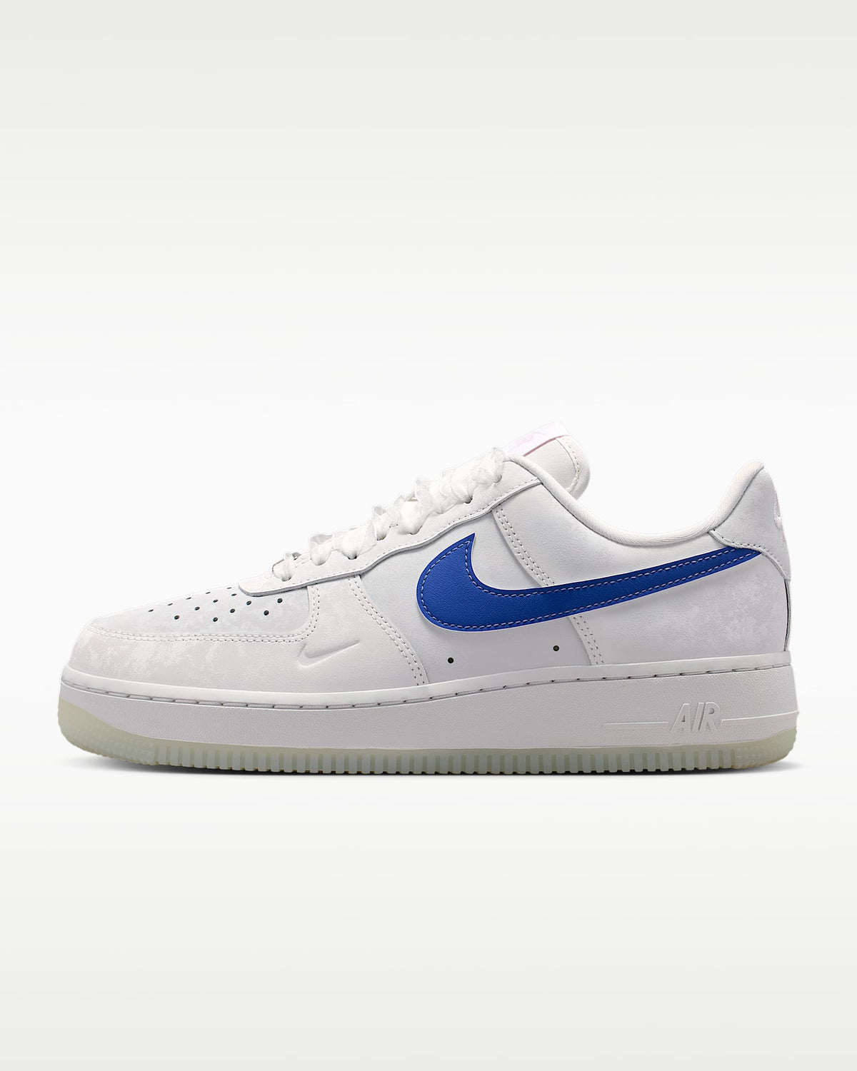 Nike Air Force 1 '07 White Royal Blue Swoosh Translucent Outsole Sneakers mens low top shoes