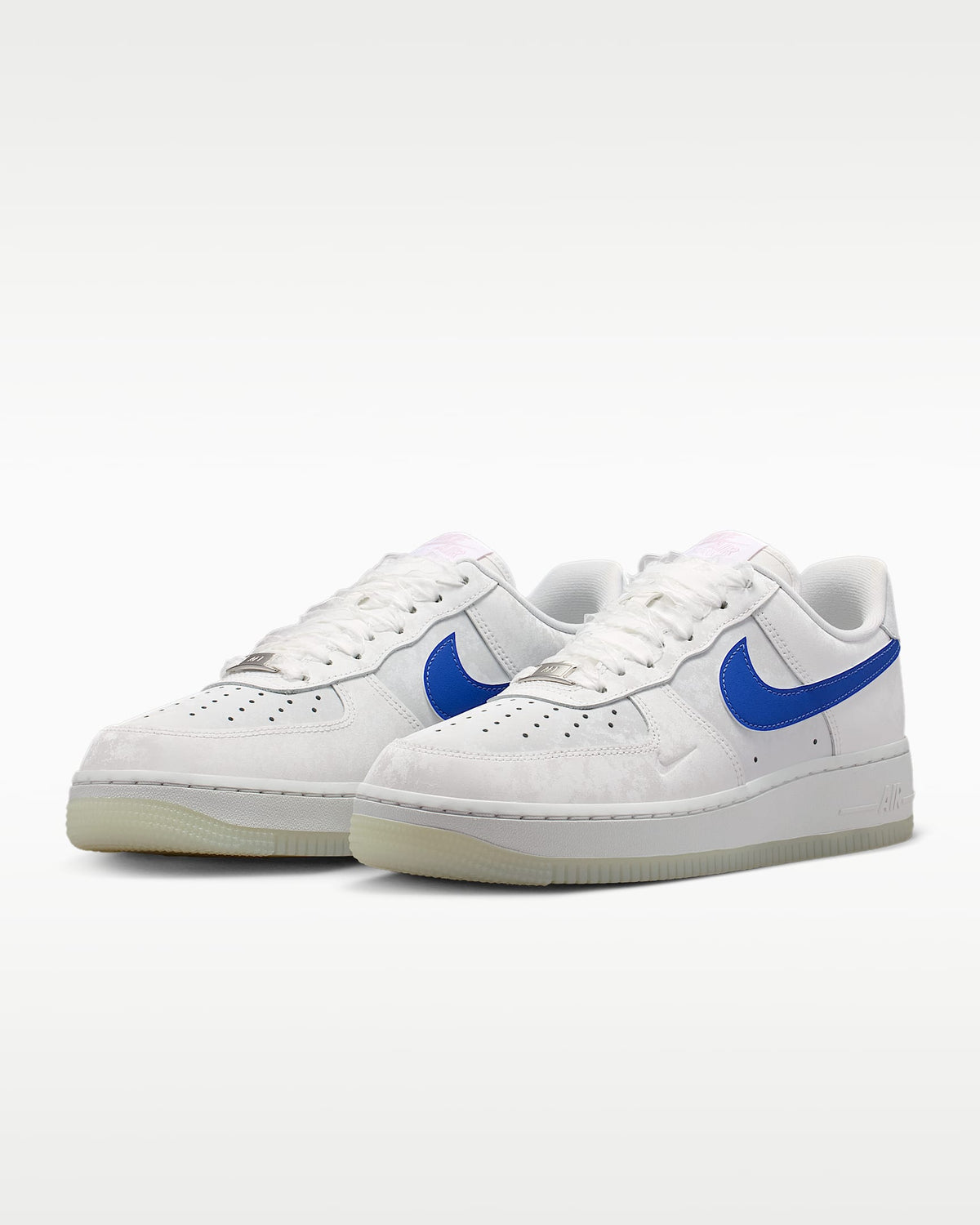 Nike Air Force 1 '07 White Royal Blue Swoosh Translucent Outsole Sneakers mens low top shoes