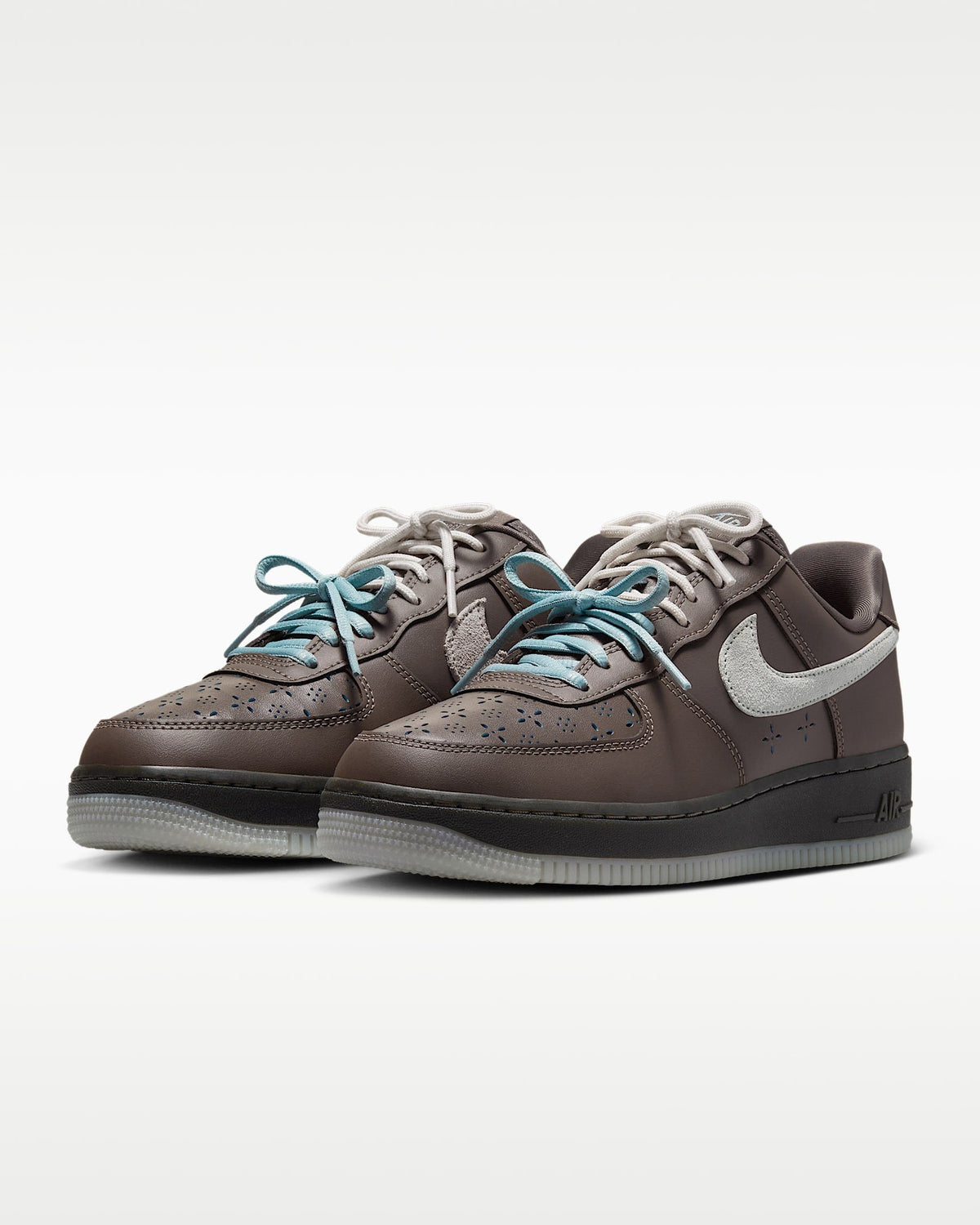 Nike Air Force 1 '07 Dark Brown Grey Suede Multi-Laces Sneakers mens low top shoes