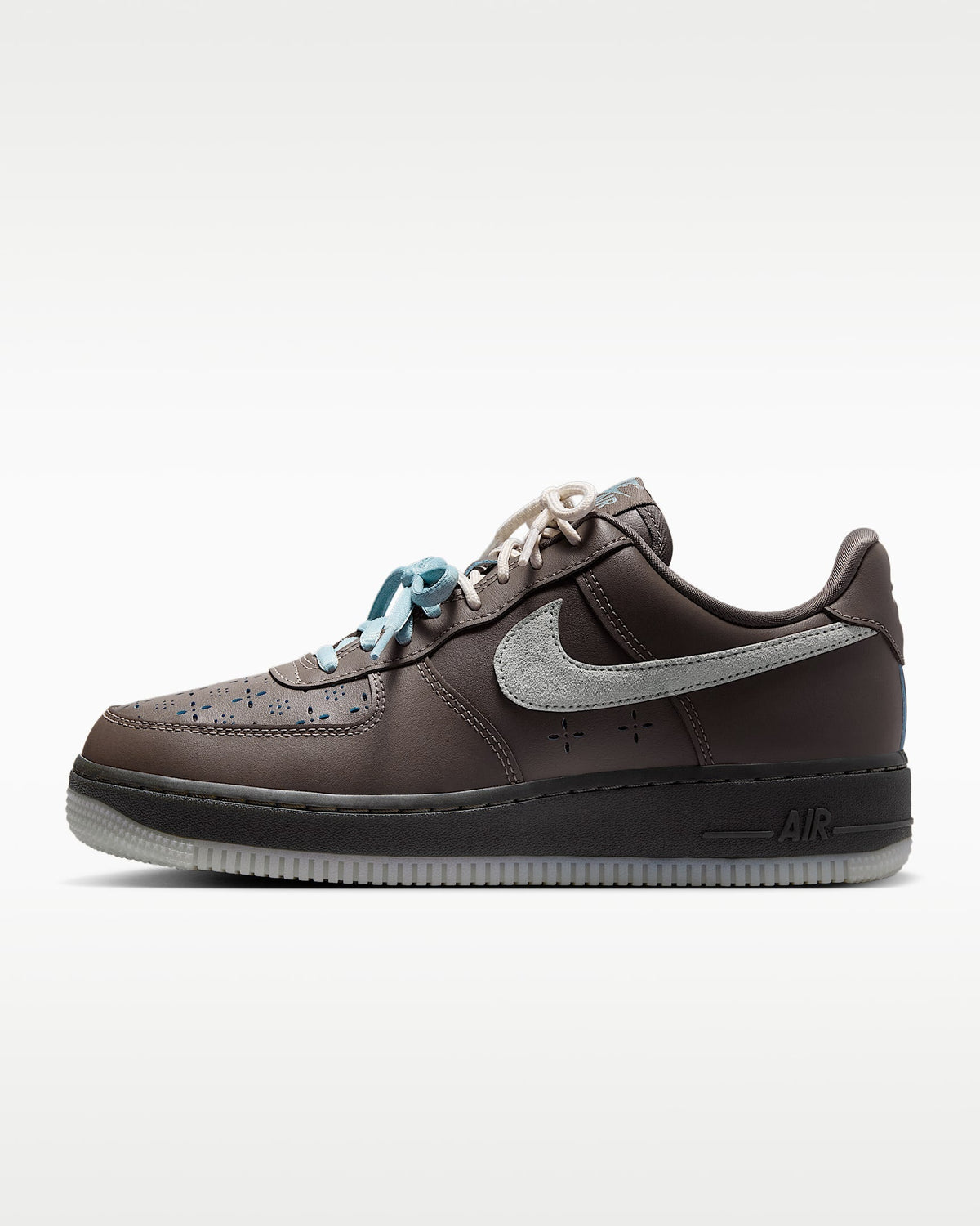 Nike Air Force 1 '07 Dark Brown Grey Suede Multi-Laces Sneakers mens low top shoes