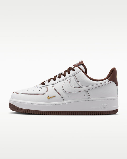 Nike Air Force 1 '07 White Brown Mini Gold Swoosh Sneakers mens low top shoes