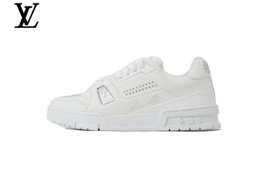 Louis Vuitton Trainer shoes for man  women Leather Sneaker Khaki Brown