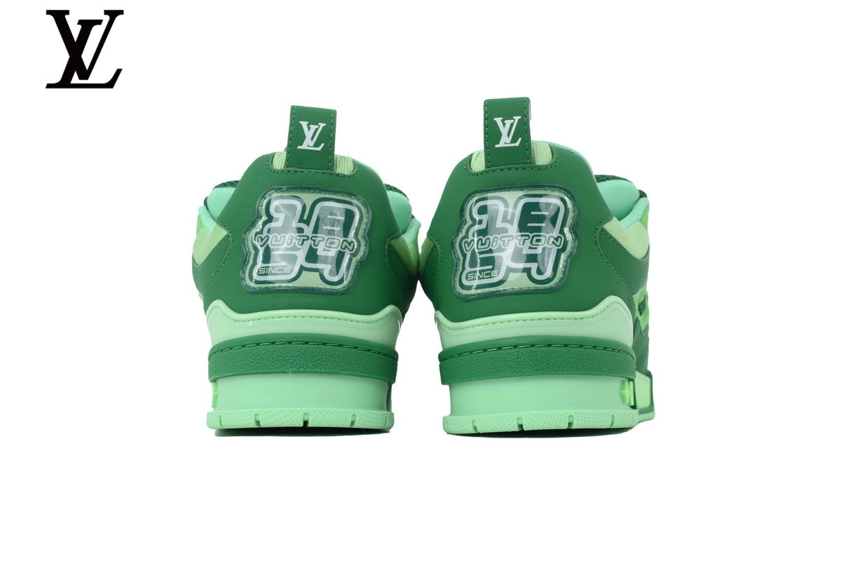 Louis Vuitton Trainer  shoes for man  women Sneaker ¨C Two-Tone Green Mesh & Leather