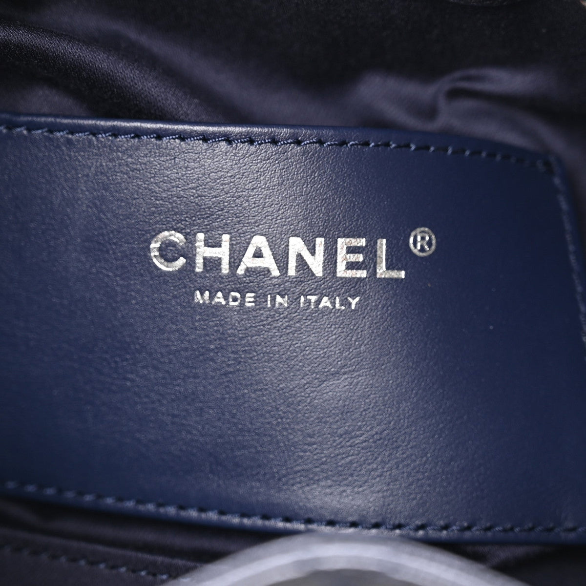 Metallic Caviar Quilted Mini Chanel 25 Handbag Dark Blue