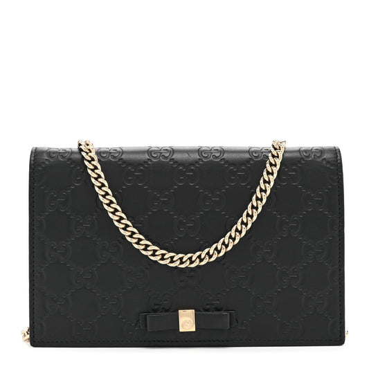 Guccissima Signature Bowy Chain Wallet Black