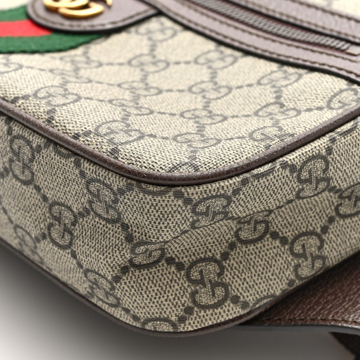 Soft GG Supreme Monogram Medium Ophidia Belt Bag Dark Brown