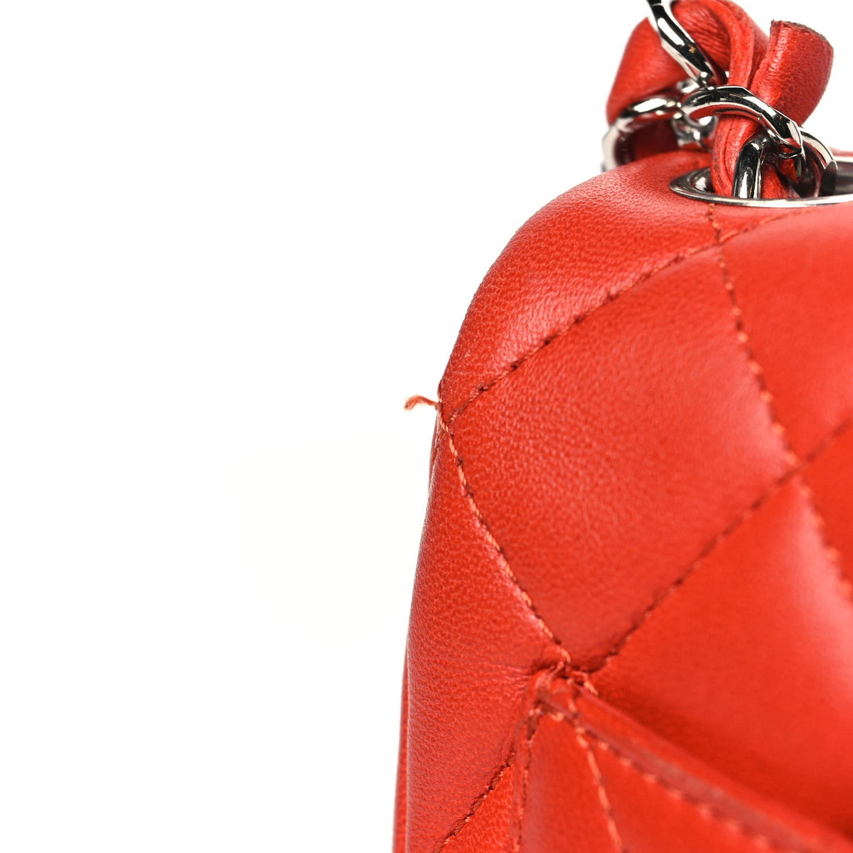 Lambskin Quilted Mini Square Flap Orange